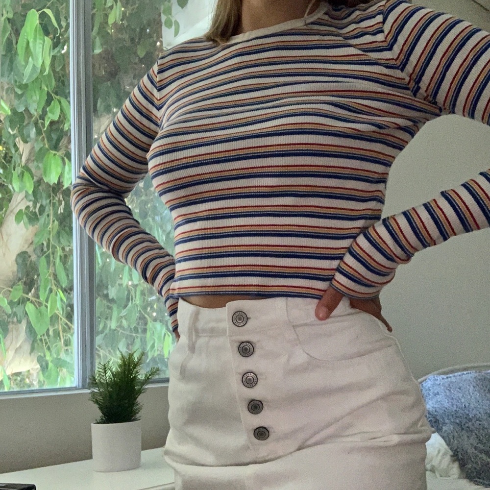 Brandy Melville Striped cropper long sleeve 🌈